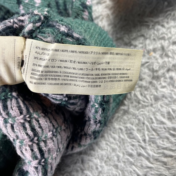 Abercrombie Fitch Plaid Cropped Sweater Green Pink Womens Size XS - Picture 7 of 9